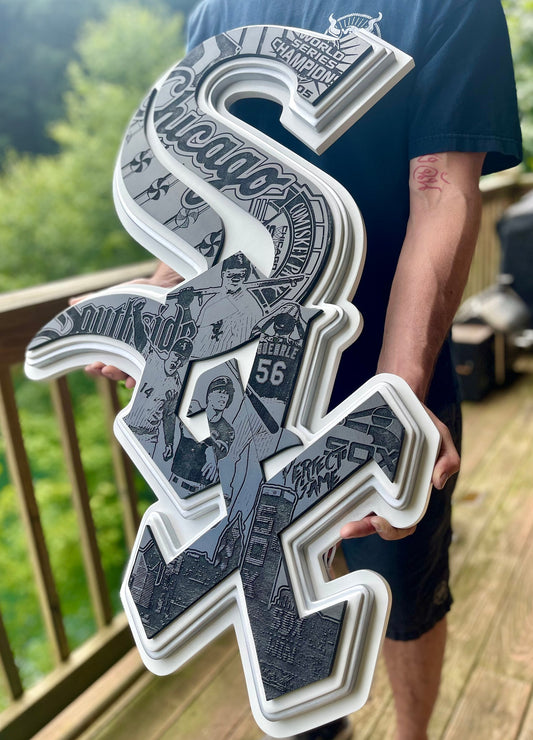 23.4” tall white Sox sign