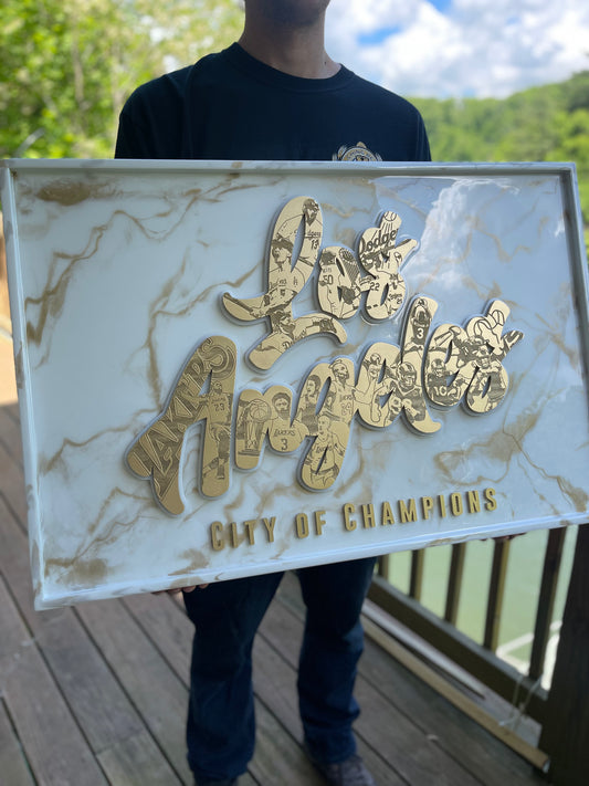 LA City Of Champions LED light up sign (MARBLE EPOXY)