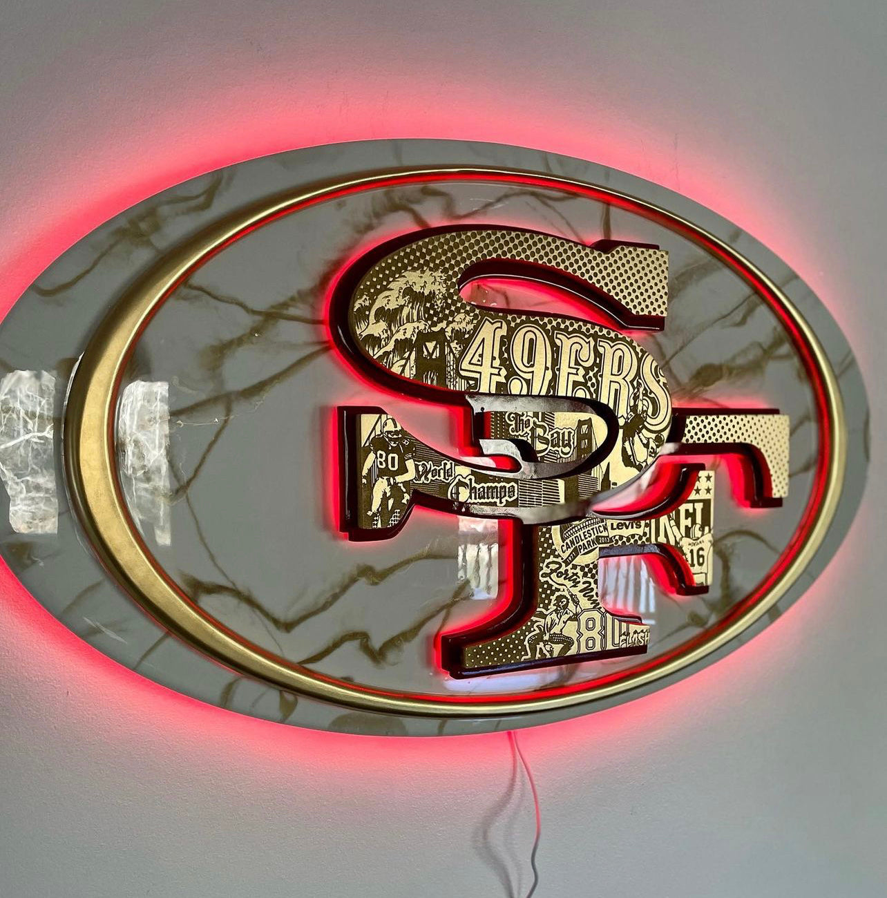 San Francisco 49ers Neon Sign, San Francisco 49ers Sign, Neon 49ers Logo  Wall Art