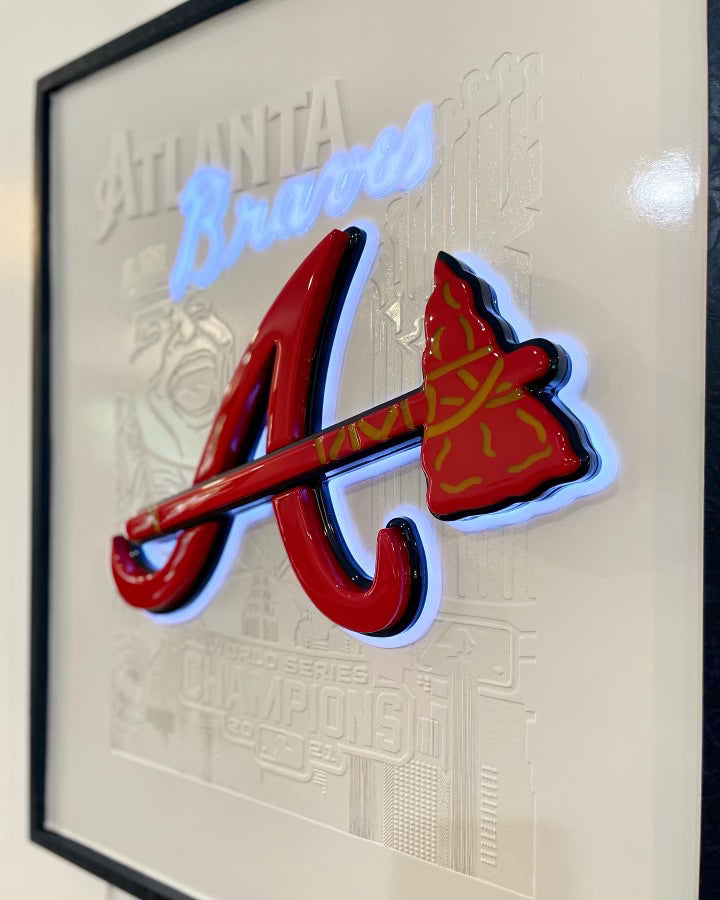 Atlanta Braves LED sign with tomahawk bottle opener