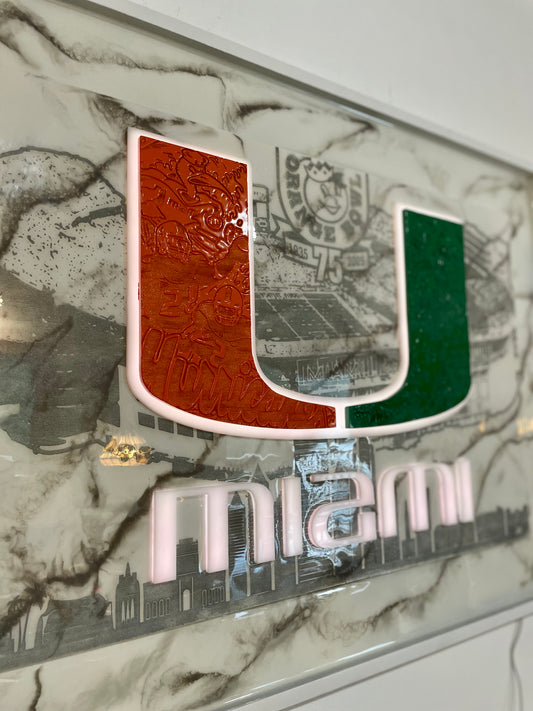 Miami Hurricanes framed LED sign