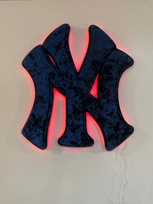 Blue velvet New York Yankees LED sign