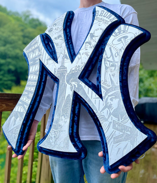 Blue velvet New York Yankees Engraved LED sign
