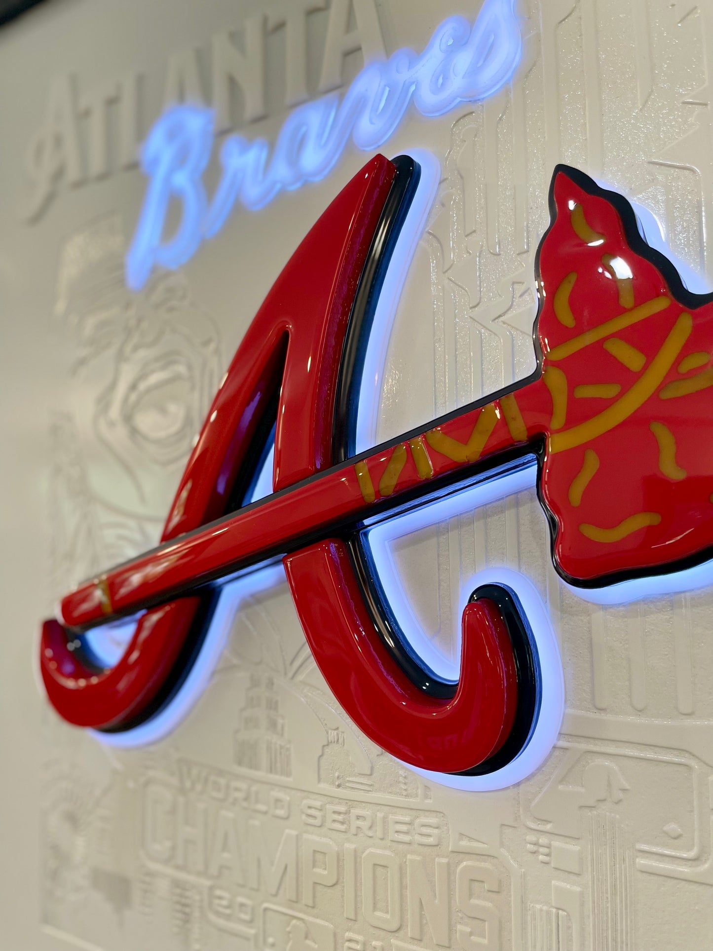 Atlanta Braves LED sign with tomahawk bottle opener