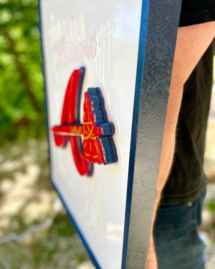 Atlanta Braves LED sign with tomahawk bottle opener
