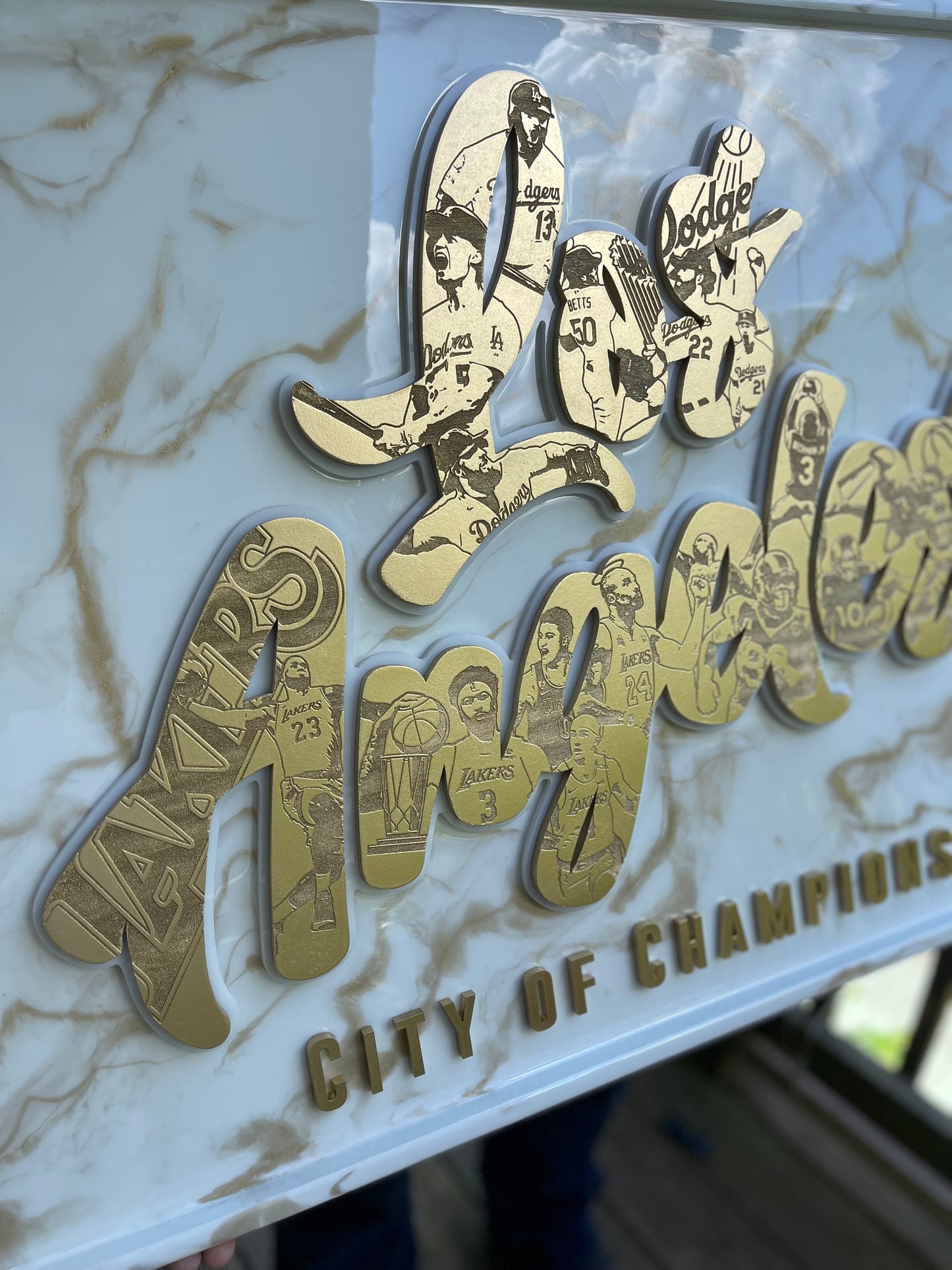 LA City Of Champions LED light up sign (MARBLE EPOXY)
