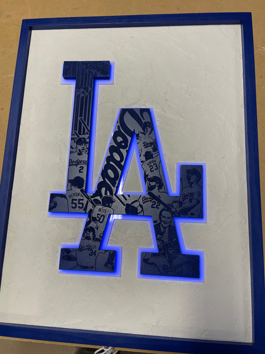 Framed Dodgers led sign