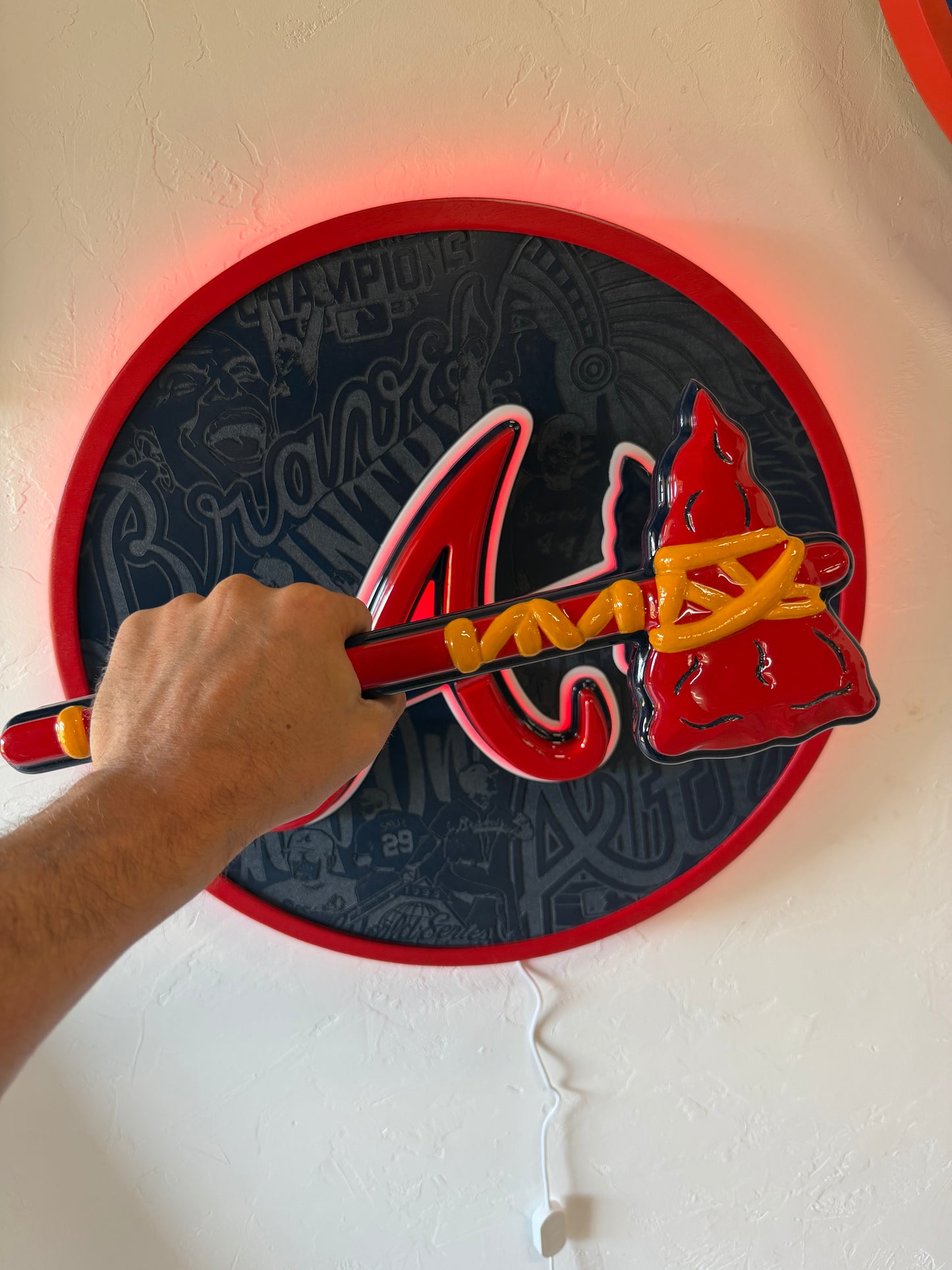 Atlanta Braves LED sign with tomahawk bottle opener