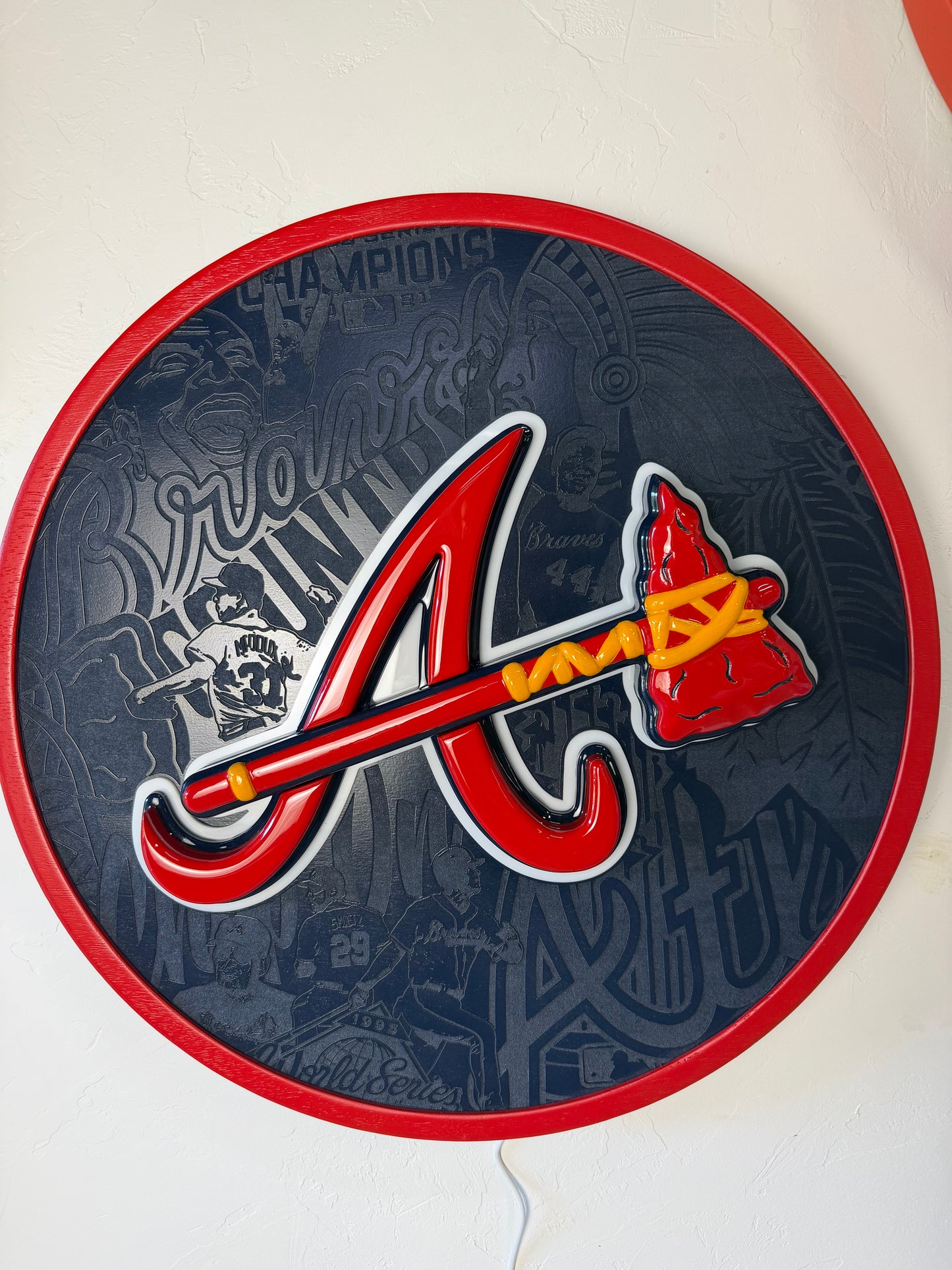 Atlanta Braves LED sign with tomahawk bottle opener