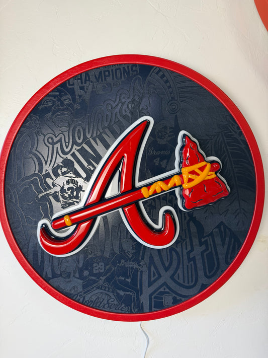 Atlanta Braves LED sign with tomahawk bottle opener
