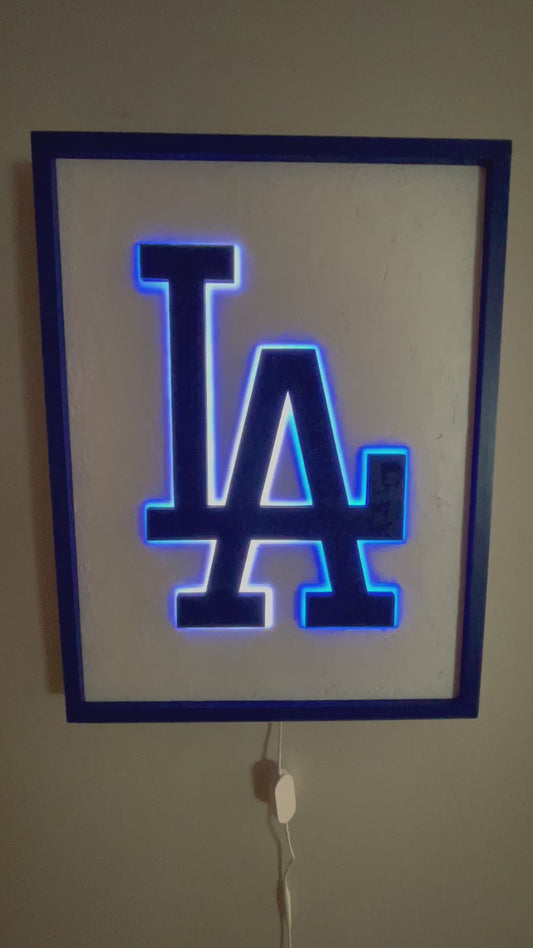 Framed Dodgers led sign