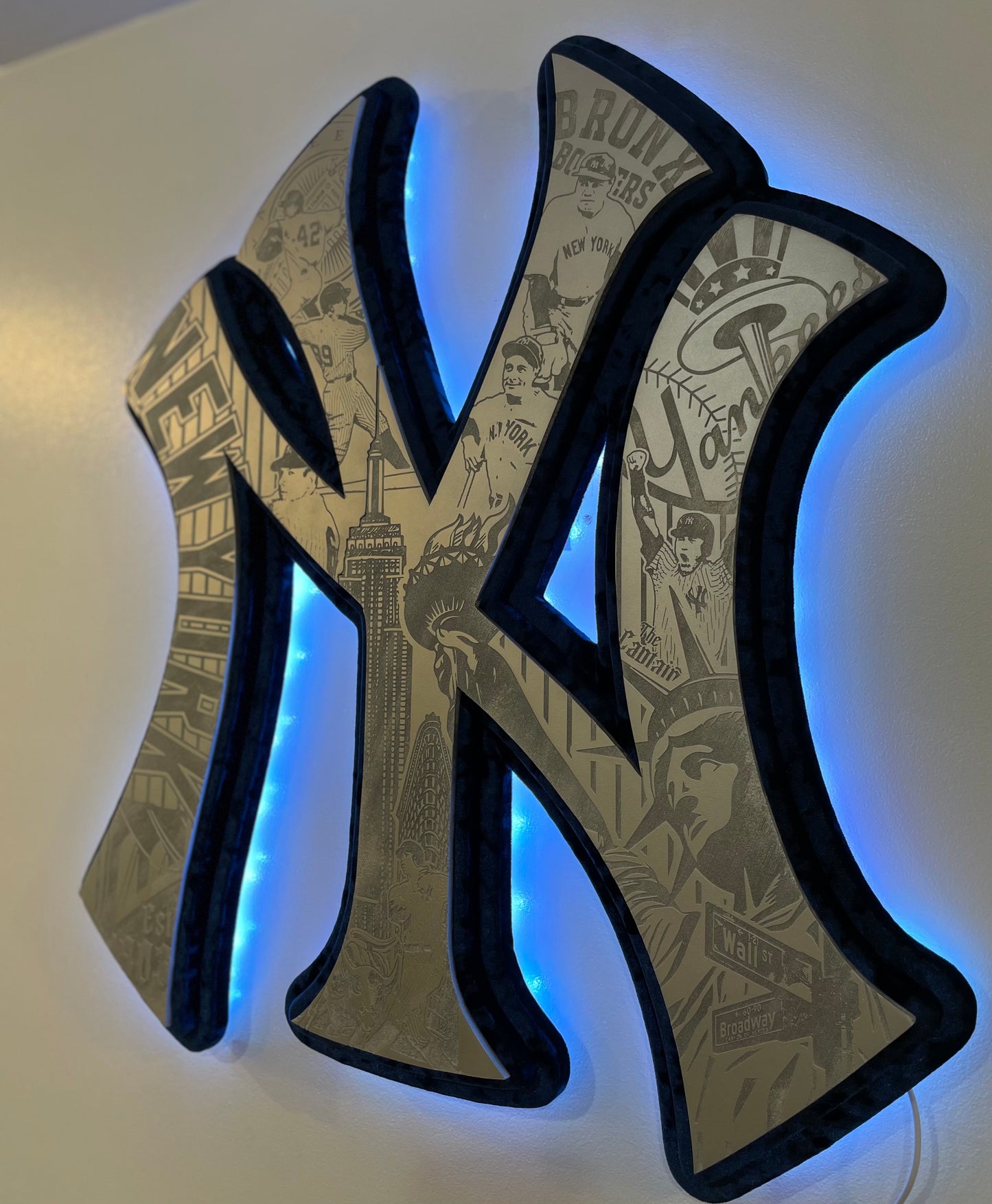 Blue velvet New York Yankees Engraved LED sign