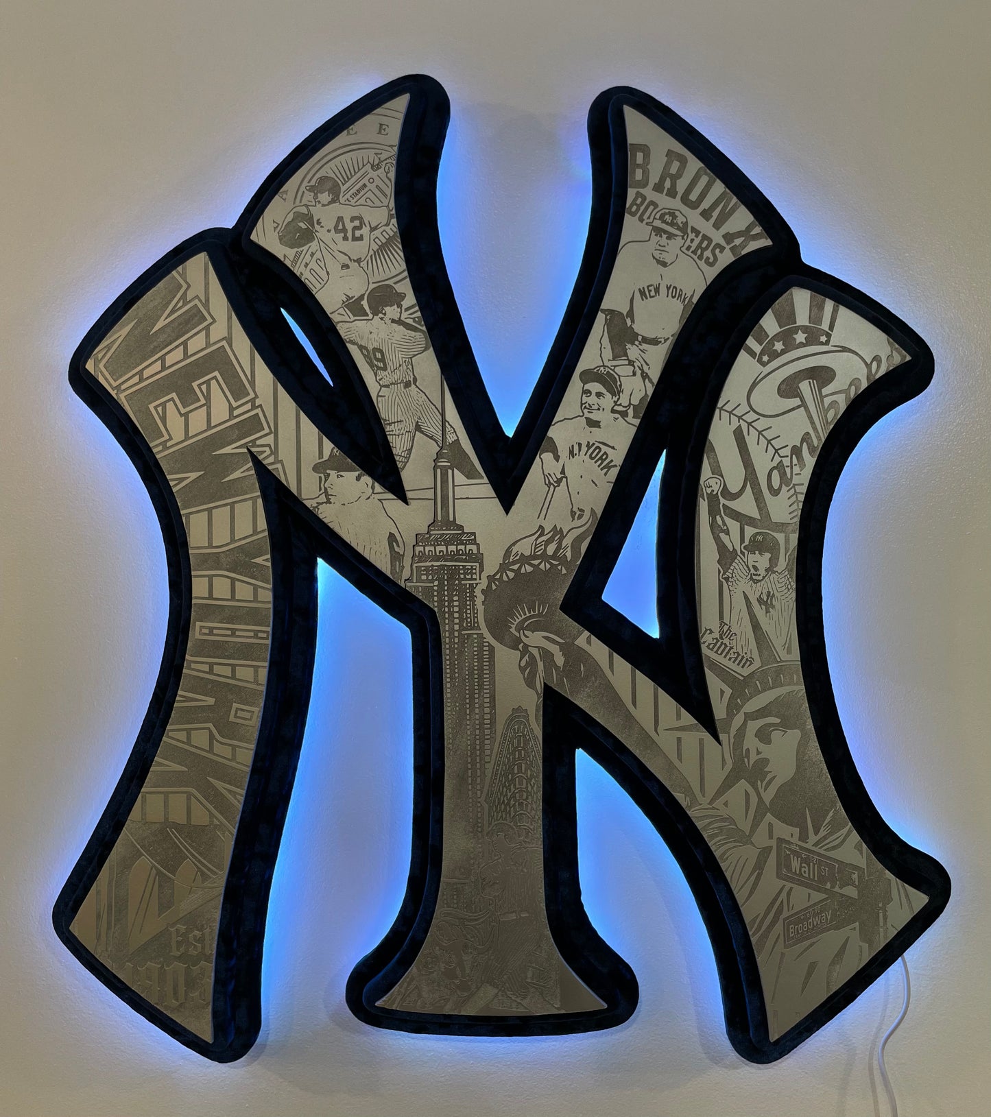 Blue velvet New York Yankees Engraved LED sign