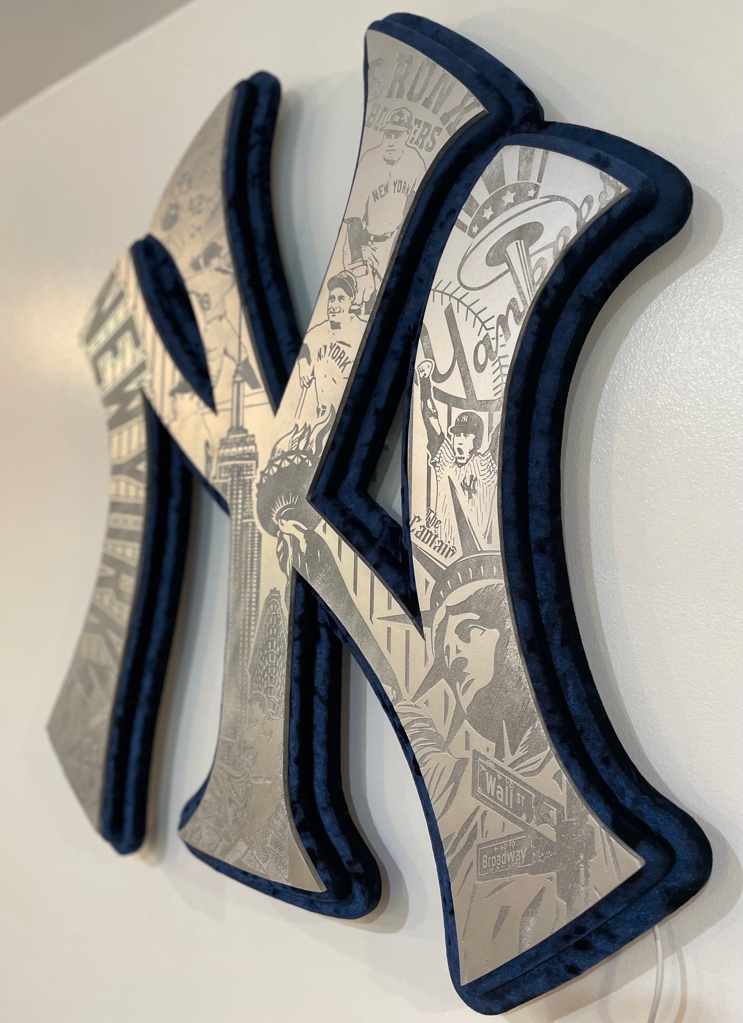 Blue velvet New York Yankees Engraved LED sign