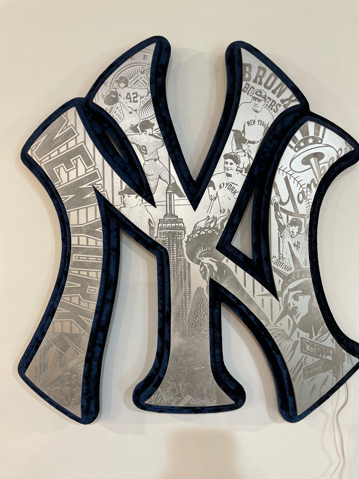 Blue velvet New York Yankees Engraved LED sign