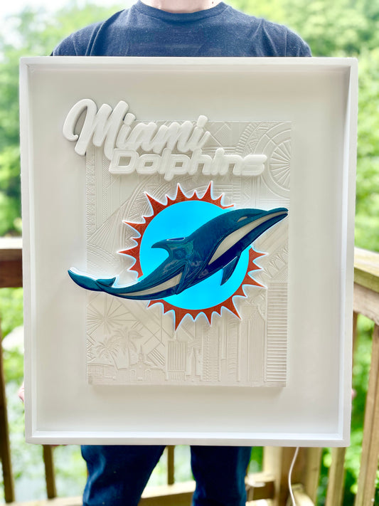 Miami Dolphins LED Framed Poster Series (No bottle opener)