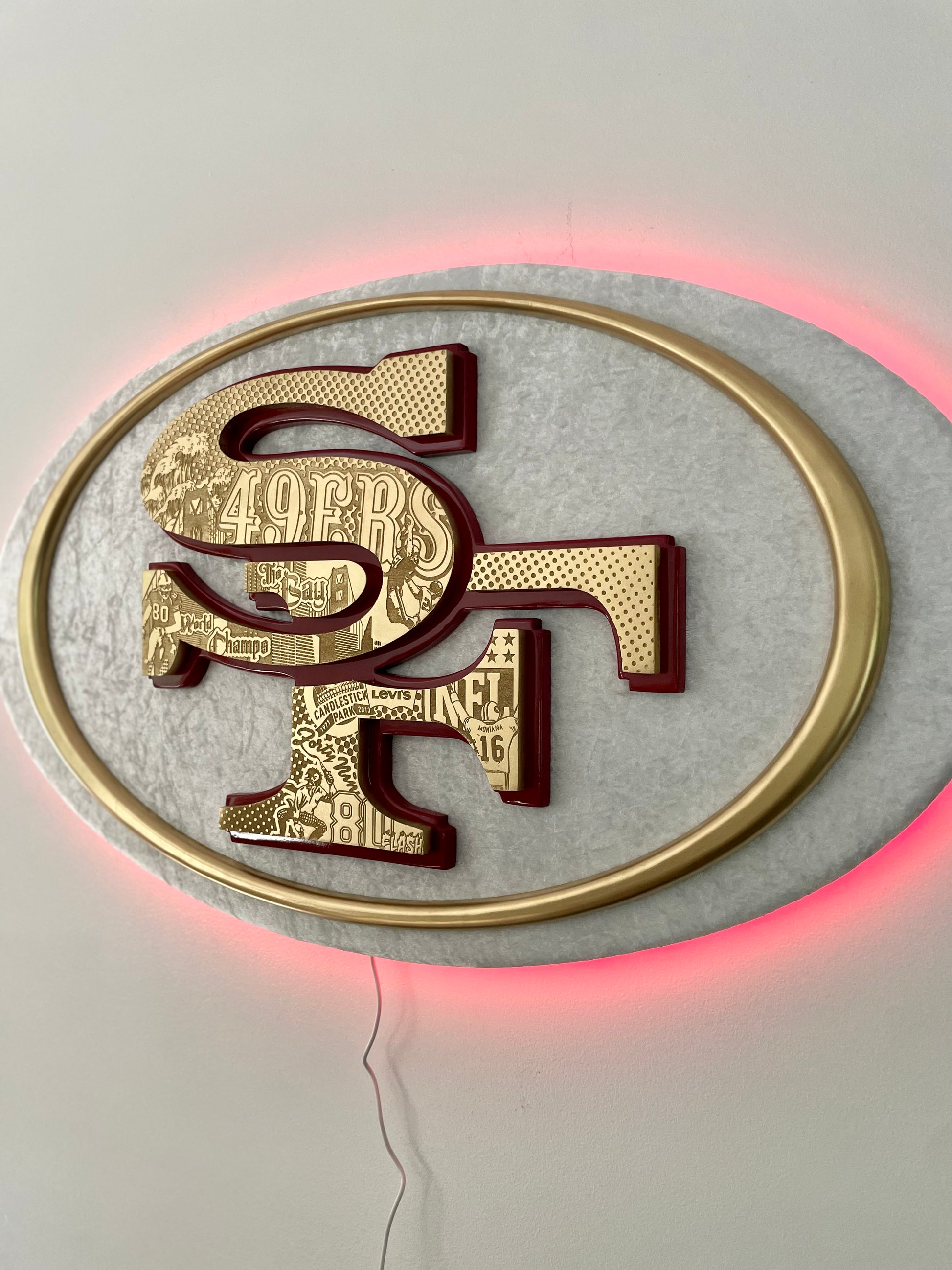 49ers Block Sign Velvet San Francisco 49ers Sign w/ LEDs – catchfirecreations