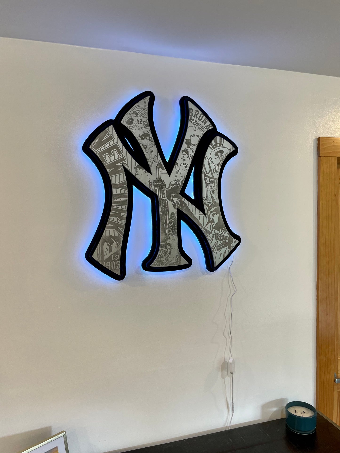 Blue velvet New York Yankees Engraved LED sign